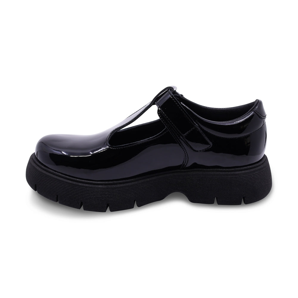 Zapato escolar Coqueta para niña charol negro Igor con tira de contacto