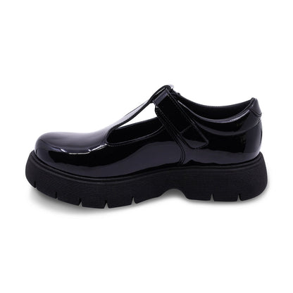 Zapato escolar Coqueta para niña charol negro Igor con tira de contacto