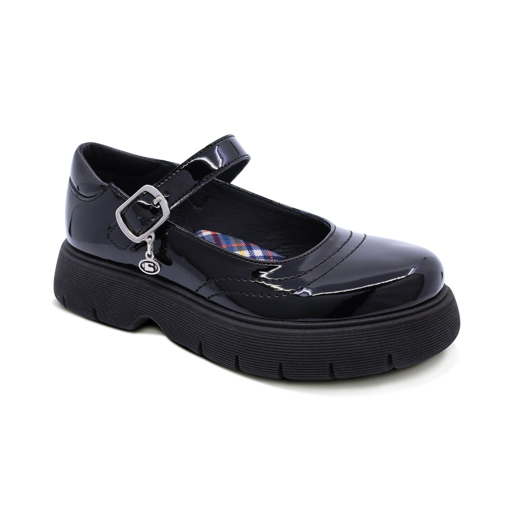 Zapato escolar Coqueta de charol color negro Igor con hebilla