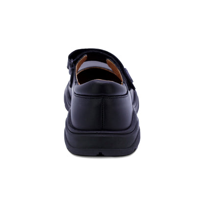 Zapato escolar Coqueta para niña de piel en negro Pilatus con ajuste cómodo