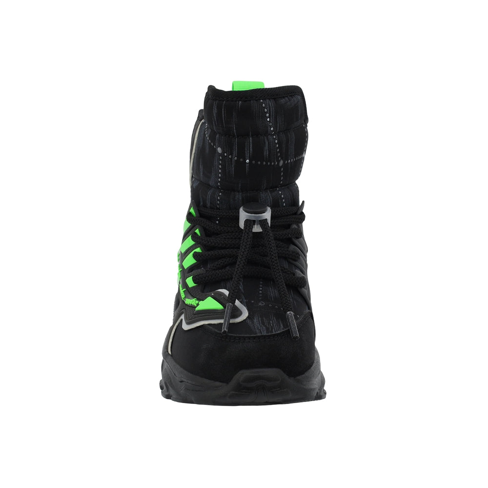 Bota Audaz para niño en sintético negro Two con detalles en verde