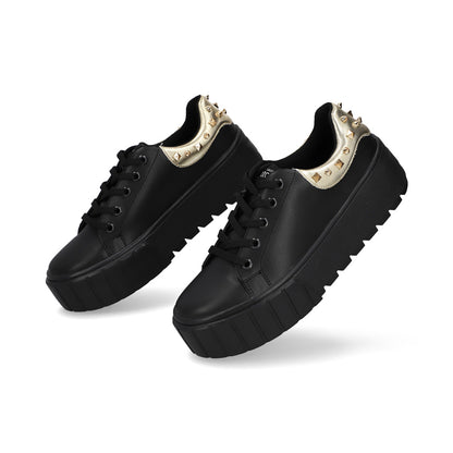 SNEAKER SPORT DAMA 651101 NEGRO/ORO CAPA DE OZONO