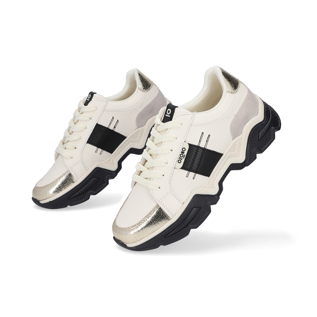 SNEAKER SPORT DAMA 651401 LATTE/NEGRO CAPA DE OZONO