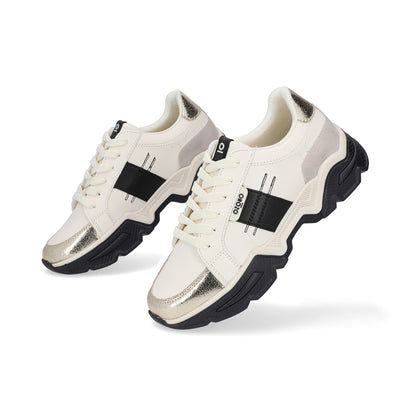 SNEAKER SPORT DAMA 651401 LATTE/NEGRO CAPA DE OZONO