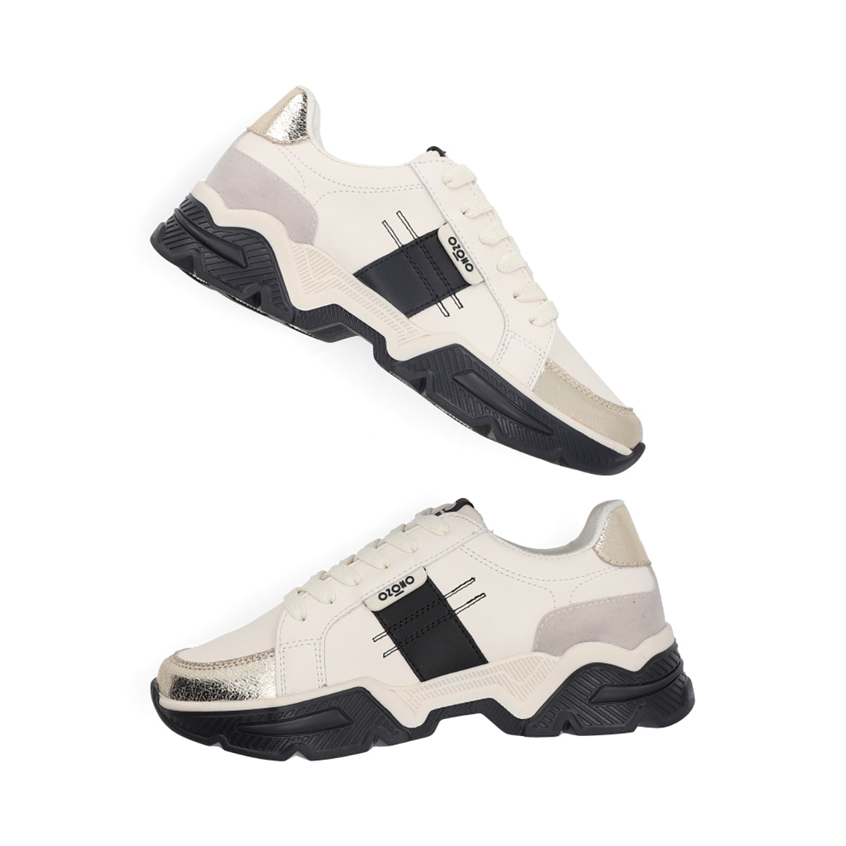 SNEAKER SPORT DAMA 651401 LATTE/NEGRO CAPA DE OZONO