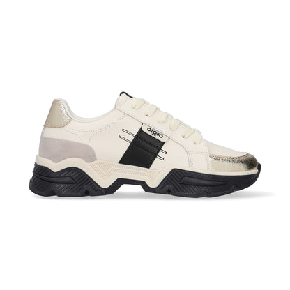 SNEAKER SPORT DAMA 651401 LATTE/NEGRO CAPA DE OZONO