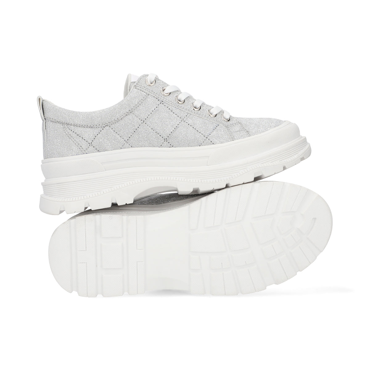 SNEAKER CASUAL DAMA 652001 PLATA CAPA DE OZONO