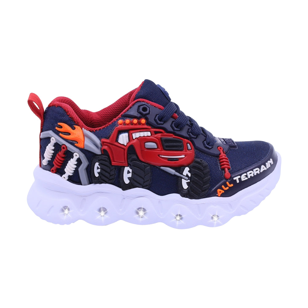 Tenis Audaz para niño en textil azul marino Two con diseño de camioneta