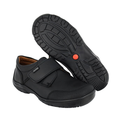Zapato escolar Audaz para niño de piel negro Romeo con anti-raspaduras