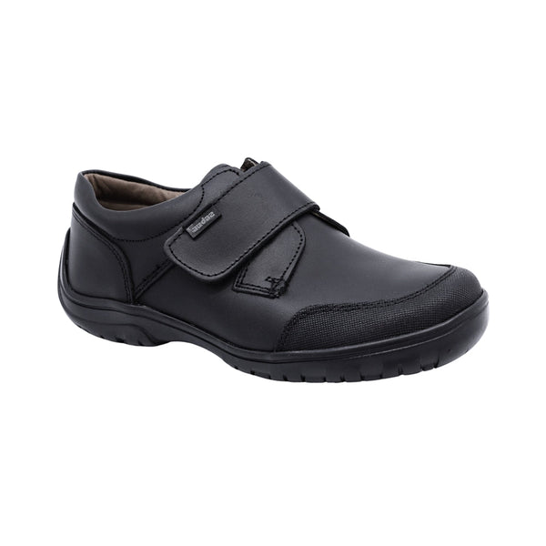 Zapato escolar Audaz para niño de piel negro Romeo con anti-raspaduras