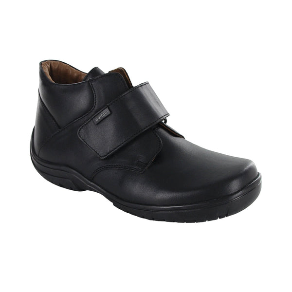 Bota Escolar Audaz para niño en piel negro Romeo con tira de contacto