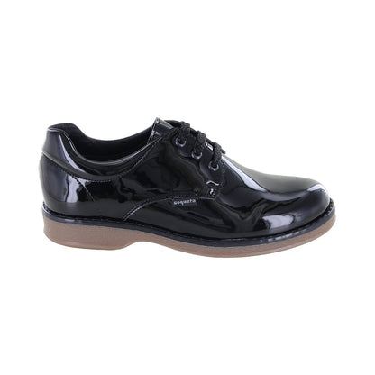 Zapato Escolar Coqueta para niña en charol negro Matias con agujetas