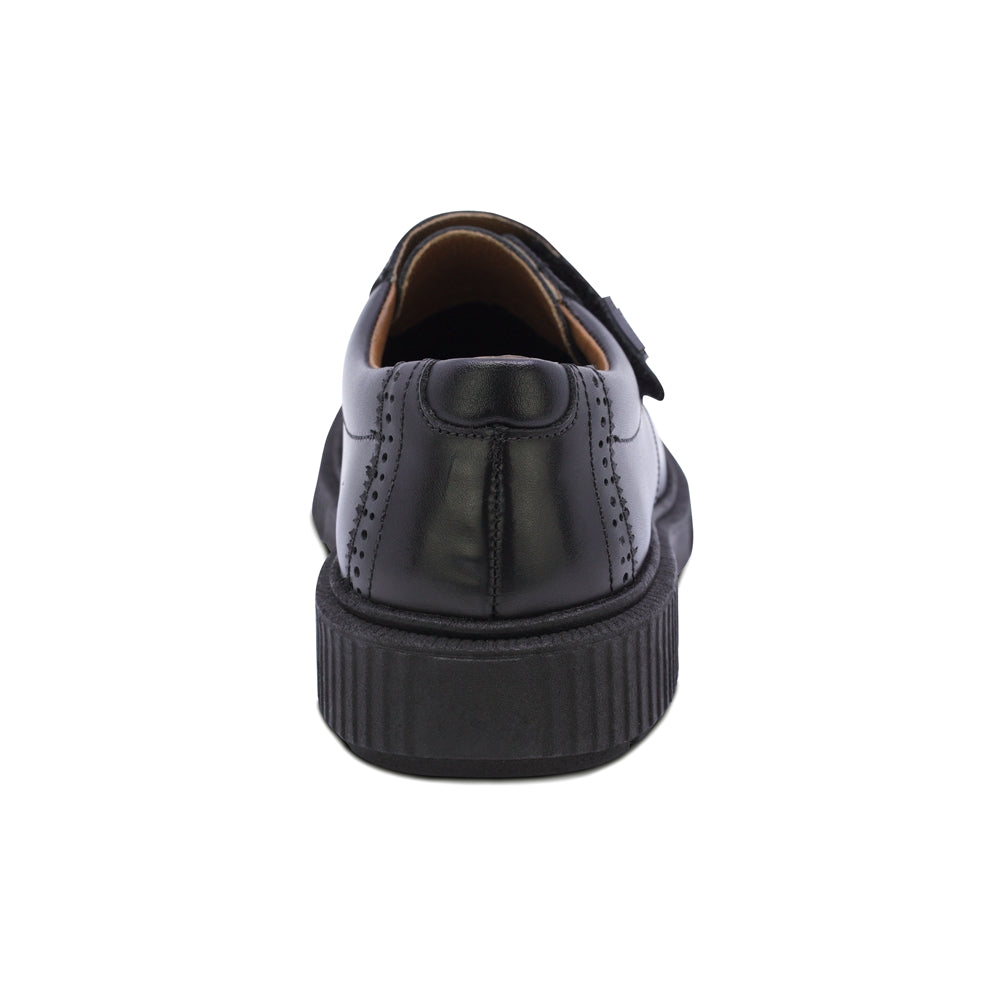 Zapato escolar Audaz para niño de piel en negro Igor con tira gruesa de contacto
