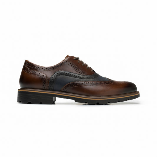 Oxford Dress Casual Quirelli para Hombre Estilo 88602 Tan - Azul