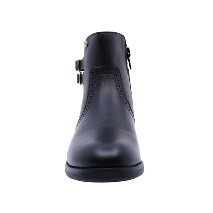 Bota Coqueta para niña en piel negro Canuta con doble hebilla