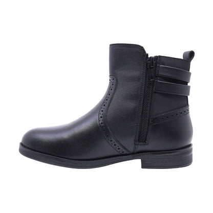 Bota Coqueta para niña en piel negro Canuta con doble hebilla