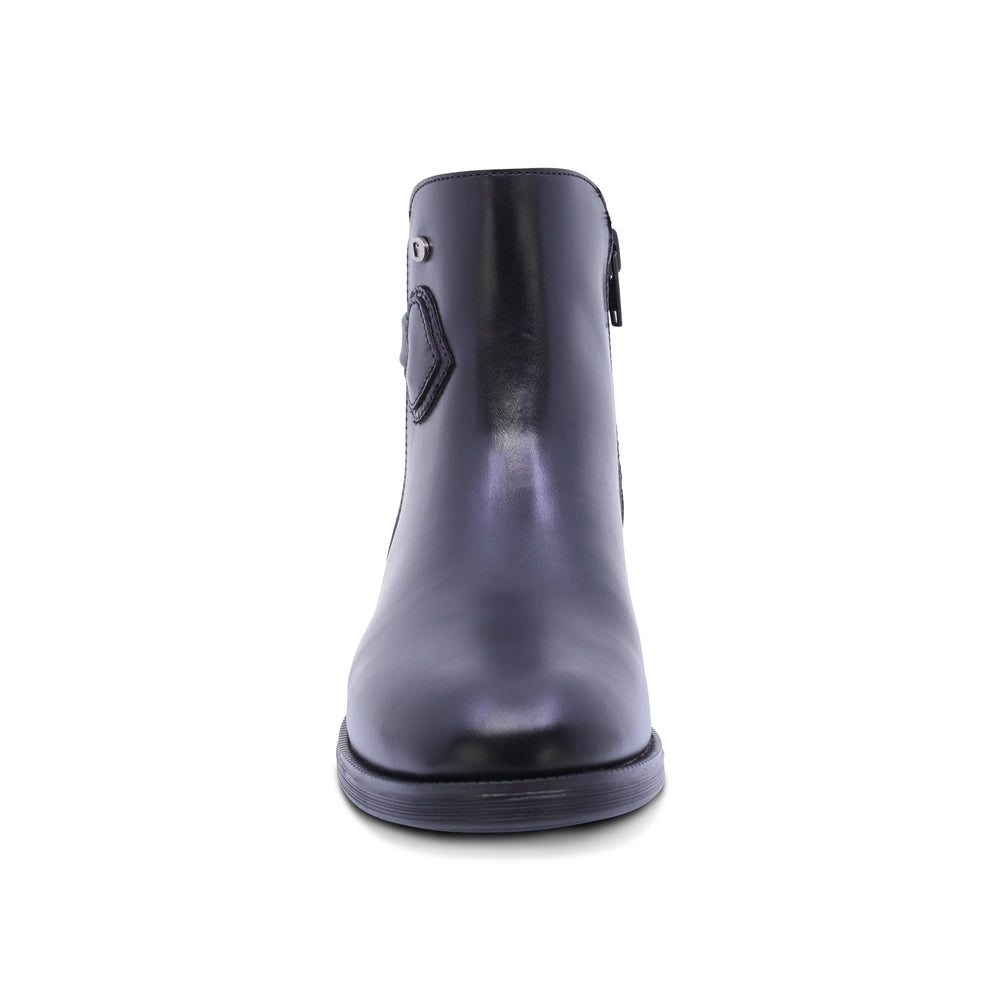 BOTA COQUETA PARA NIÑA DE PIEL COLOR NEGRO CANUTA CON CIERRE