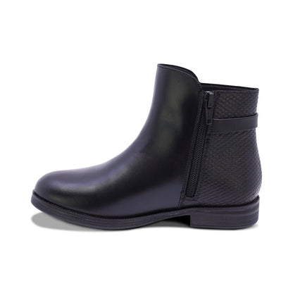 BOTA COQUETA PARA NIÑA DE PIEL COLOR NEGRO CANUTA CON CIERRE