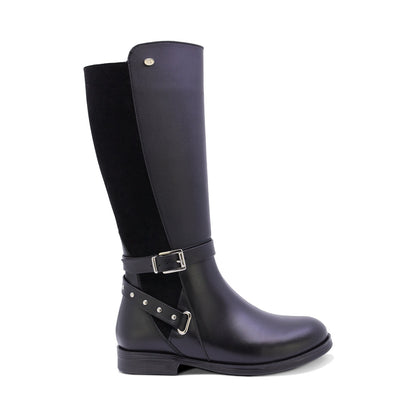 BOTA COQUETA PARA NIÑA DE SINTÉTICO COLOR NEGRO CANUTA CON CIERRE