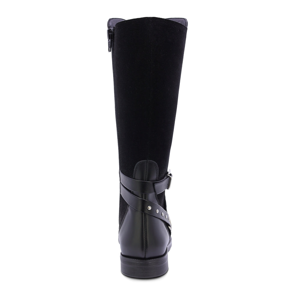 BOTA COQUETA PARA NIÑA DE SINTÉTICO COLOR NEGRO CANUTA CON CIERRE