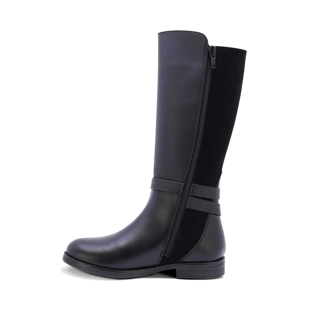 BOTA COQUETA PARA NIÑA DE SINTÉTICO COLOR NEGRO CANUTA CON CIERRE