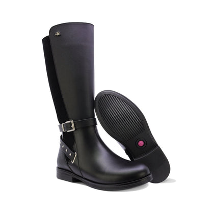 BOTA COQUETA PARA NIÑA DE SINTÉTICO COLOR NEGRO CANUTA CON CIERRE