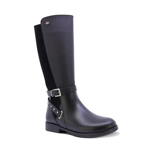 BOTA COQUETA PARA NIÑA DE SINTÉTICO COLOR NEGRO CANUTA CON CIERRE