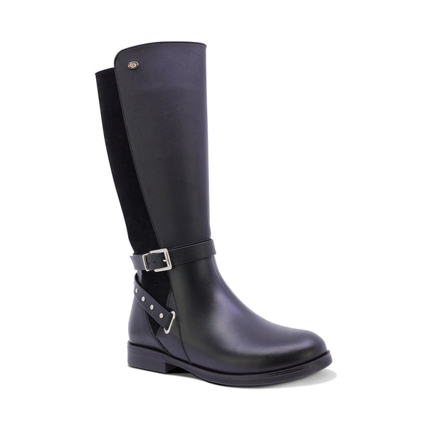 BOTA COQUETA PARA NIÑA DE SINTÉTICO COLOR NEGRO CANUTA CON CIERRE