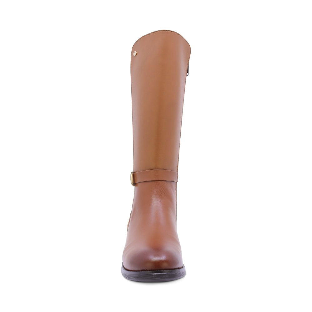 BOTA COQUETA PARA NIÑA DE SINTÉTICO COLOR MIEL CANUTA CON CIERRE