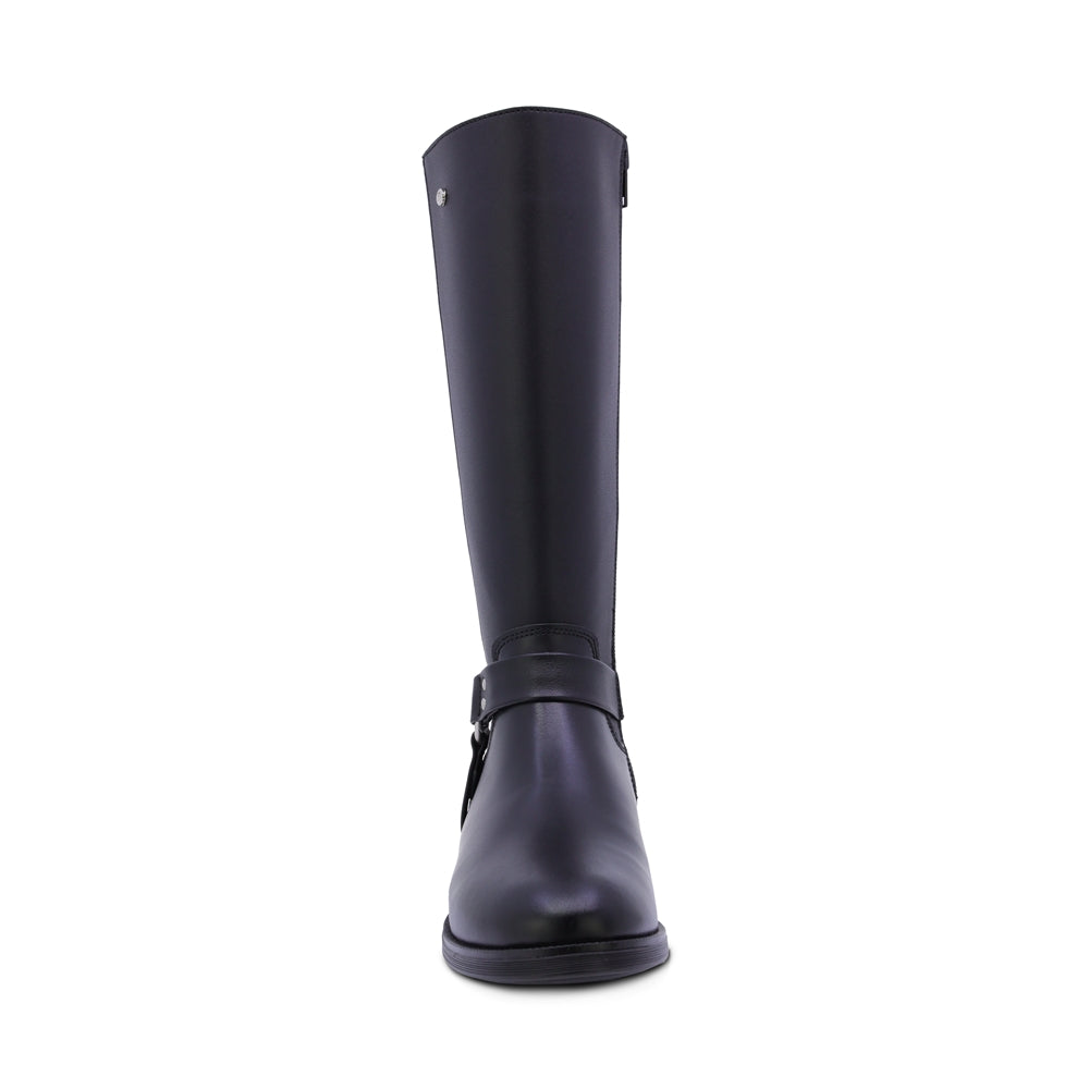 BOTA COQUETA PARA NIÑA DE SINTÉTICO COLOR NEGRO CANUTA CON HERRAJE METALICO