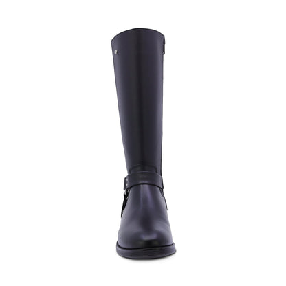 BOTA COQUETA PARA NIÑA DE SINTÉTICO COLOR NEGRO CANUTA CON HERRAJE METALICO
