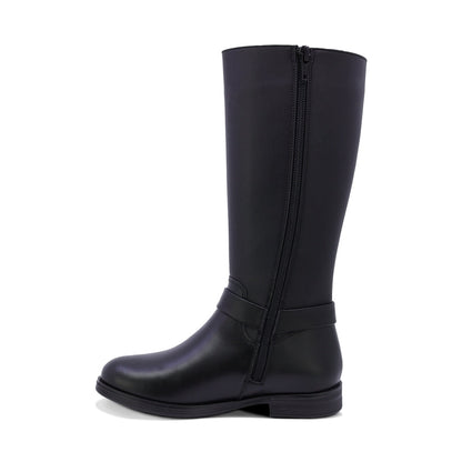 BOTA COQUETA PARA NIÑA DE SINTÉTICO COLOR NEGRO CANUTA CON HERRAJE METALICO