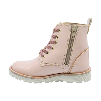 Botín Coqueta para niña Charol  Beige Elvis con estrellas decorativas
