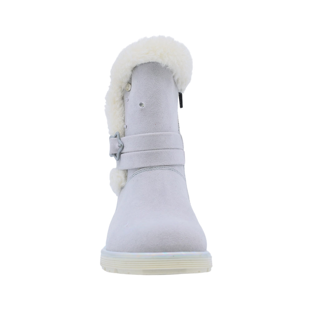Bota Coqueta para niña en sintético gris Elvis con detalles afelpados