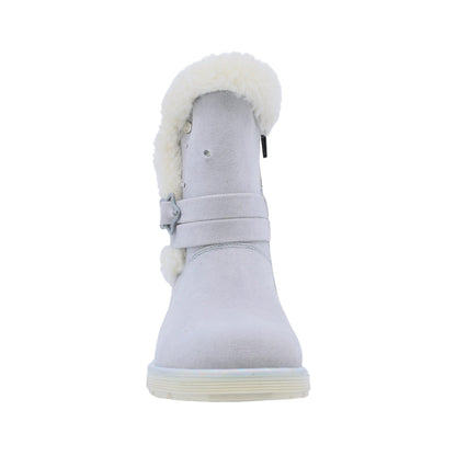 Bota Coqueta para niña en sintético gris Elvis con detalles afelpados