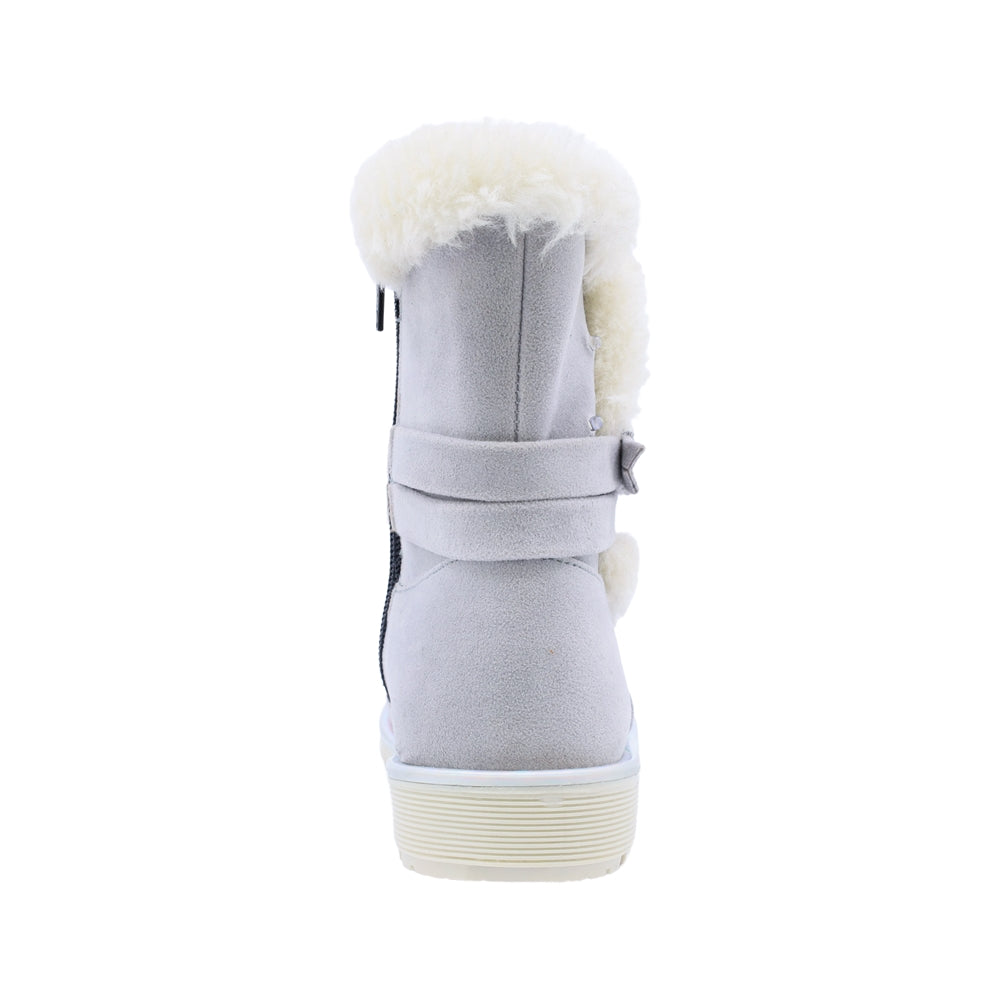 Bota Coqueta para niña en sintético gris Elvis con detalles afelpados