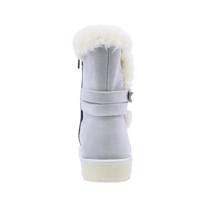 Bota Coqueta para niña en sintético gris Elvis con detalles afelpados