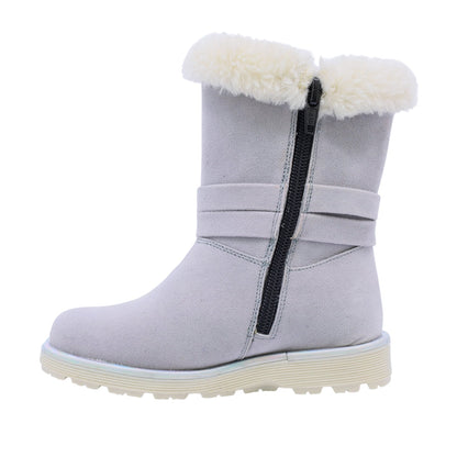 Bota Coqueta para niña en sintético gris Elvis con detalles afelpados
