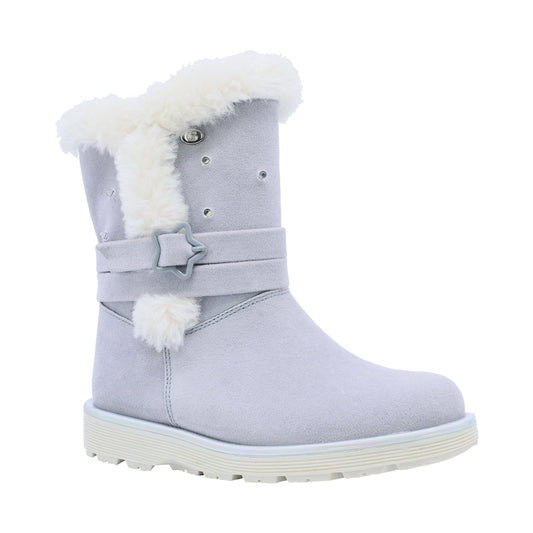 Bota Coqueta para niña en sintético gris Elvis con detalles afelpados