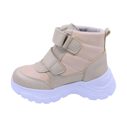 Bota Coqueta para niña sintético oro Nemo con doble tira de contacto