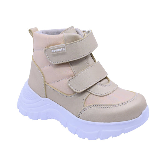 Bota Coqueta para niña sintético oro Nemo con doble tira de contacto