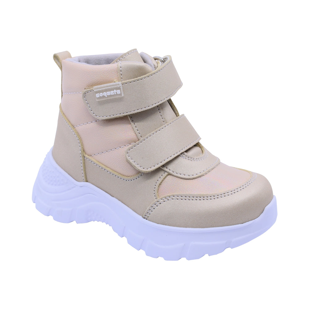 Bota Coqueta para niña sintético oro Nemo con doble tira de contacto