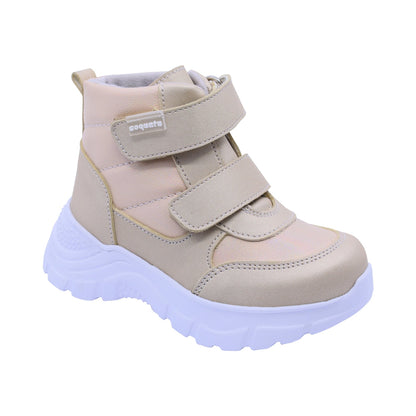 Bota Coqueta para niña sintético oro Nemo con doble tira de contacto