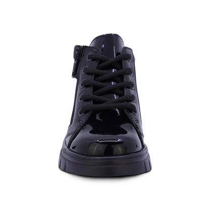 BOTITA COQUETA PARA NIÑA EN CHAROL COLOR NEGRO THUNDER CON ESTAMPADO DE ESTRELLAS