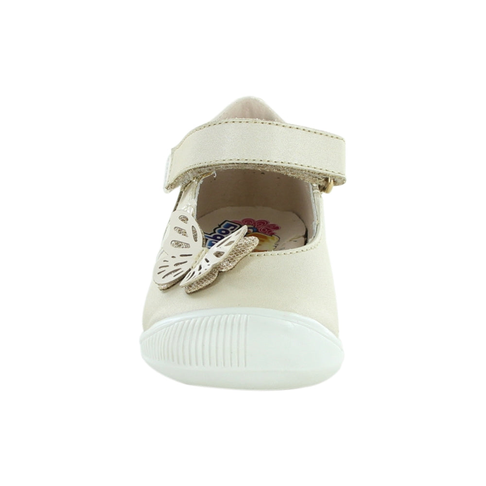Zapato Coqueta para niña en sintético oro Optimus con mariposa decorativa