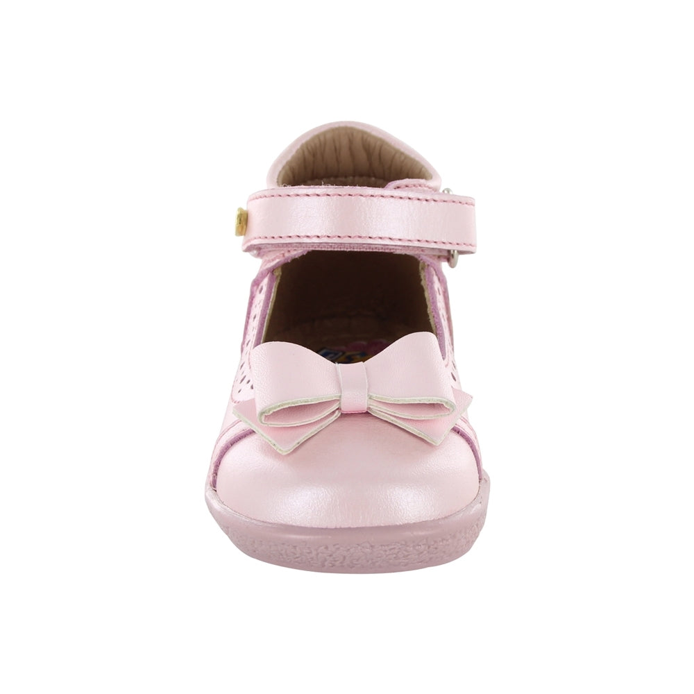 Zapato Coqueta para niña en piel rosa Panky con moño decorativo