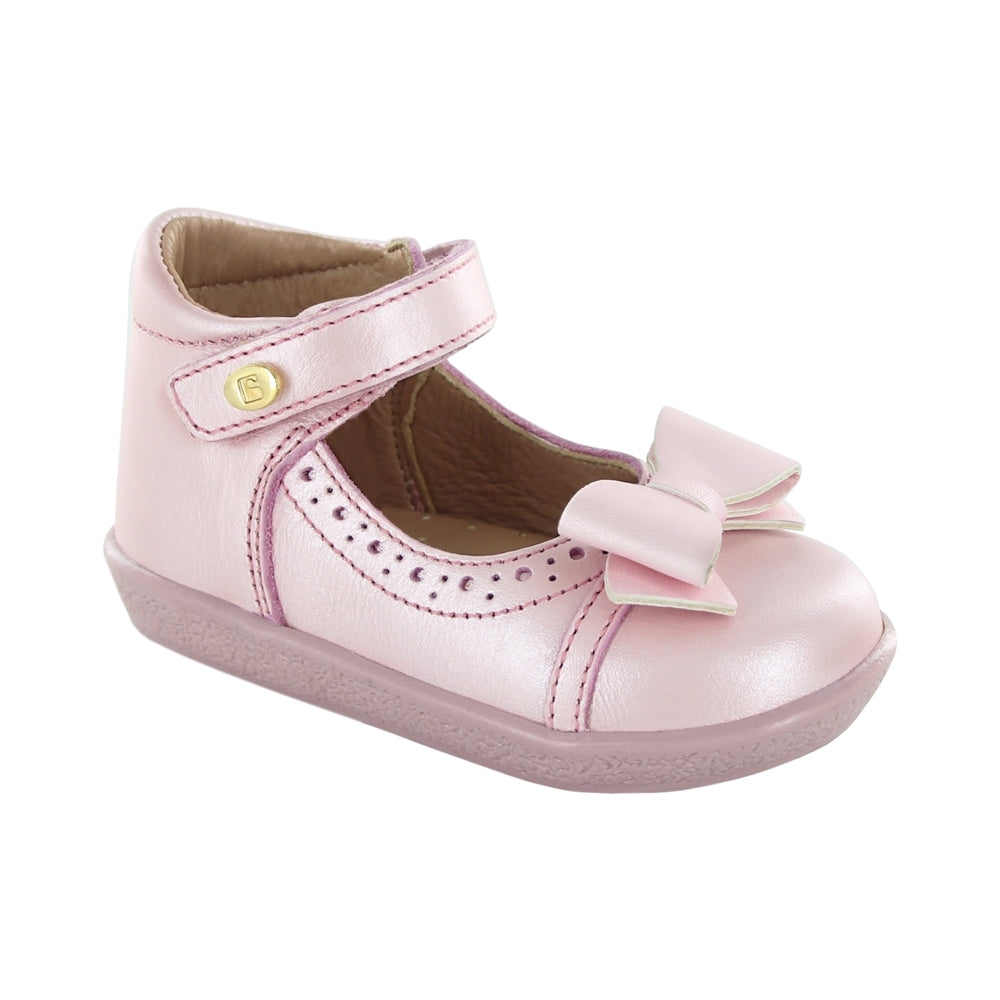 Zapato Coqueta para niña en piel rosa Panky con moño decorativo