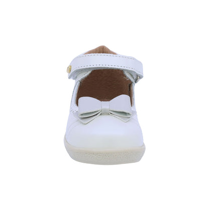 Balerina Coqueta para niña en piel perla con moño decorativo