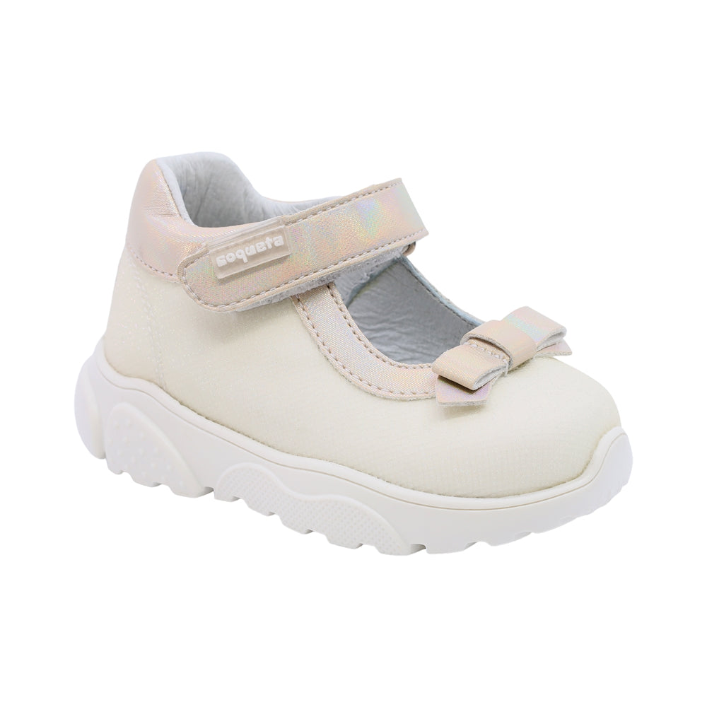 Zapato Coqueta para niña en sintético perla Zippy con moño decorativo
