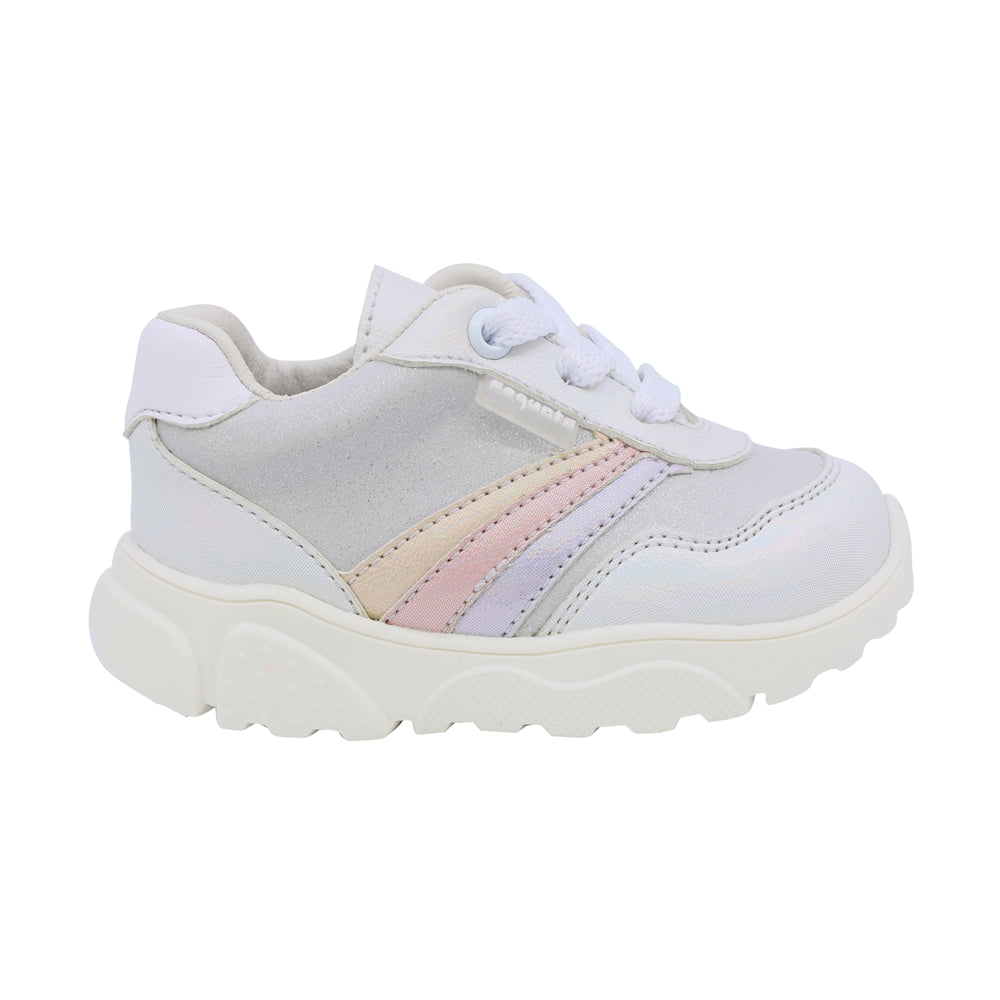 Tenis Coqueta para niña sintético perla Zippy con franjas multi